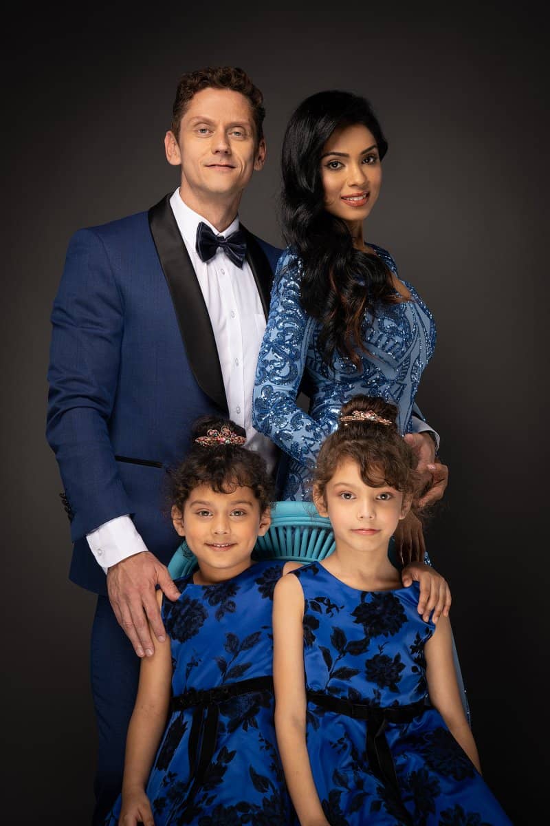 Formally dressed family portrait